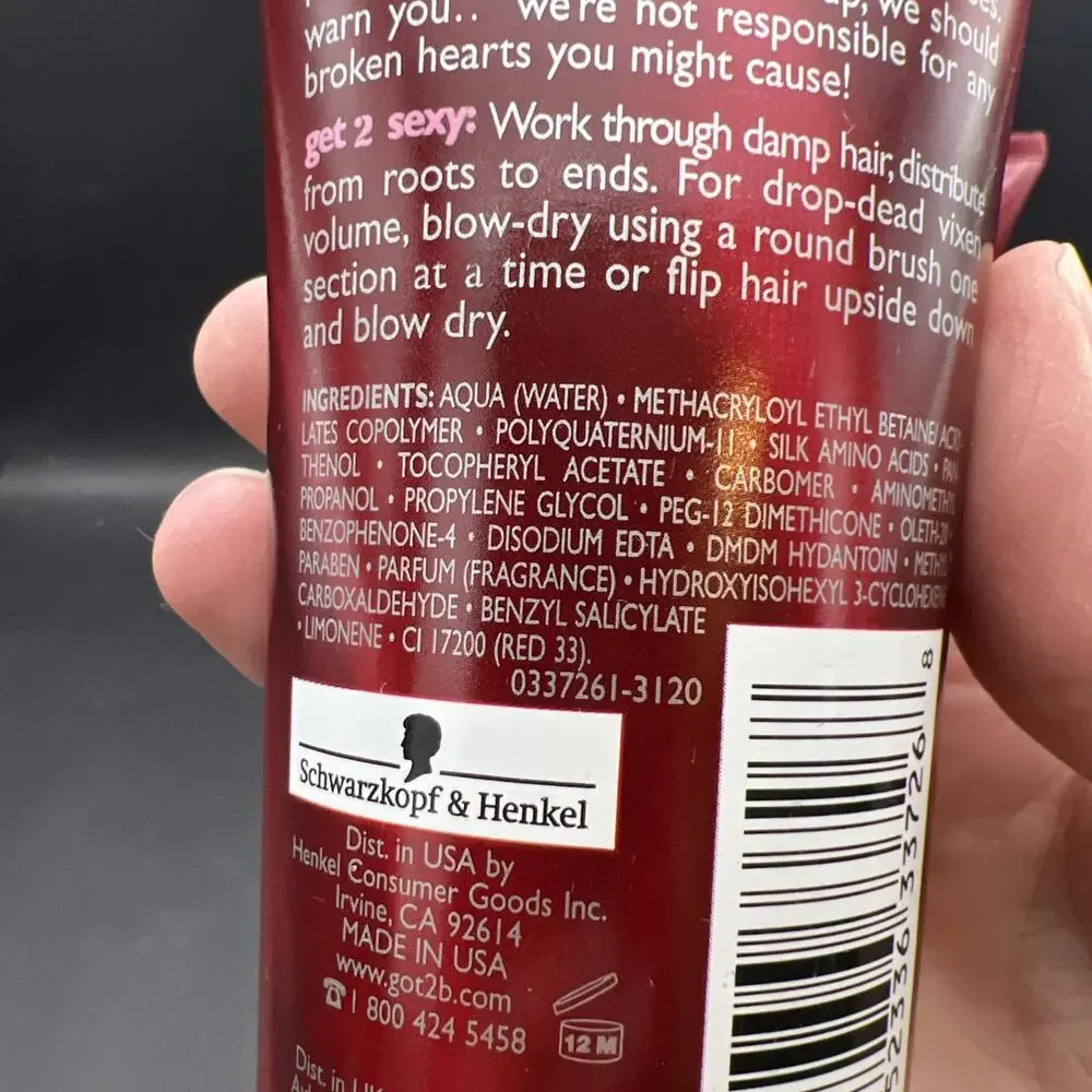 (2) RARE got2b Schwarzkopf 2 Sexy Voluptuous Volume Power Boost Gel 6oz Retired